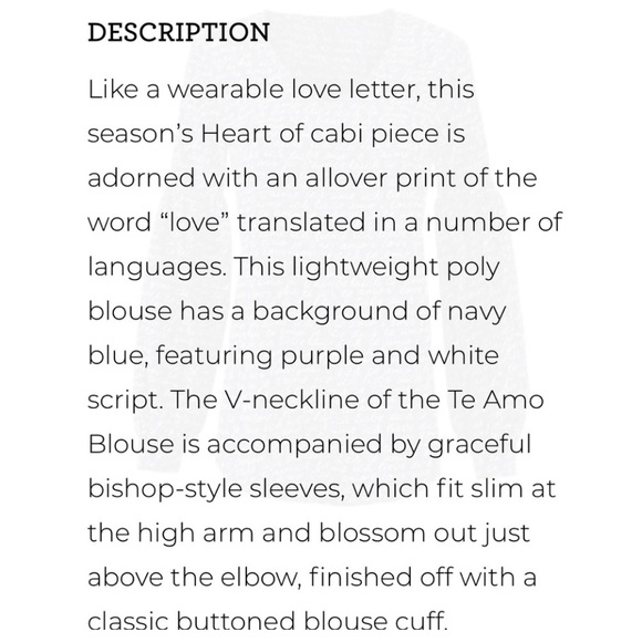 Cabi Tunic Top Womens Large Blue Script Print V-neck Relaxed Breezy Lightweight - Picture 4 of 11